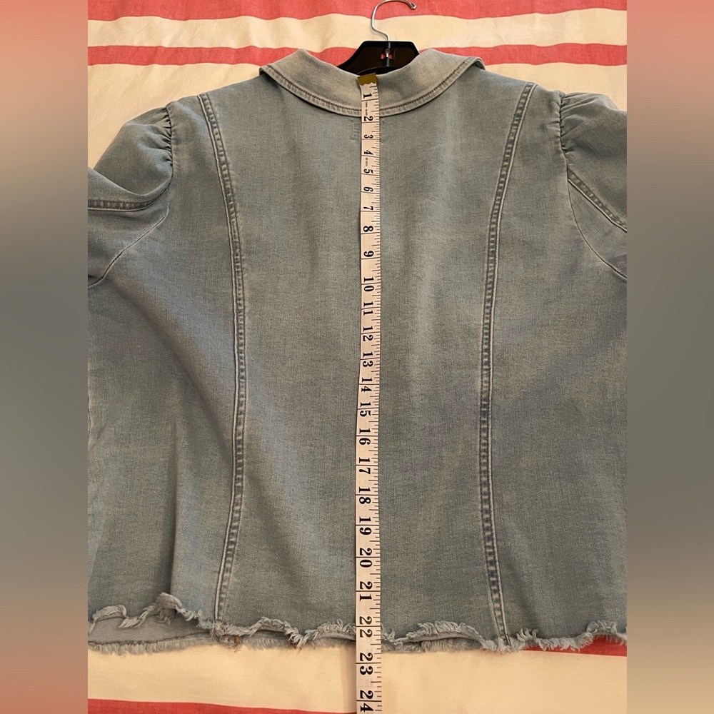 NIC+ZOE Denim Jacket 1X Light Blue Stretch Femme Girly Details - Picture 5 of 10